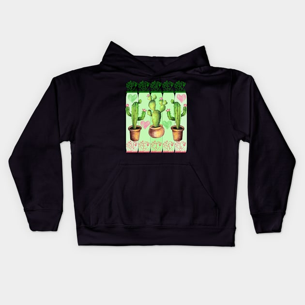 Power Metal Cacti Kids Hoodie by BEAUTIFUL WORDSMITH